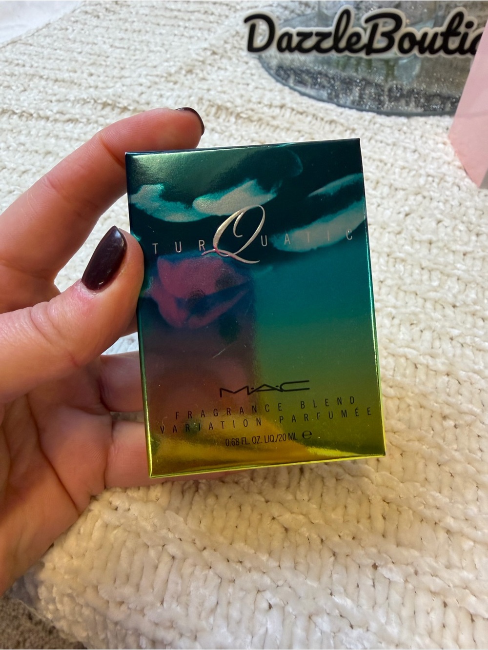 MAC Turquatic Fragrance Blend — Teal and Gold Packaging